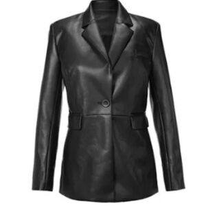 Cabi James Jacket - Black Faux Leather- size small- NWOT